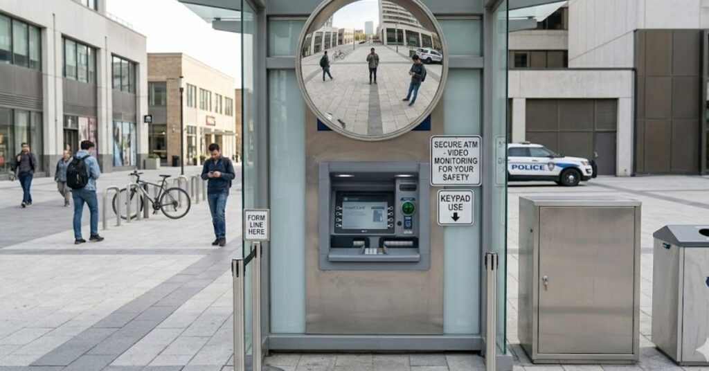 convex mirror in ATM for security and surveillance purposes