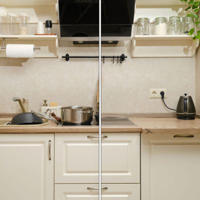 fast cleaning routine kitchen and living room daily cleaning process