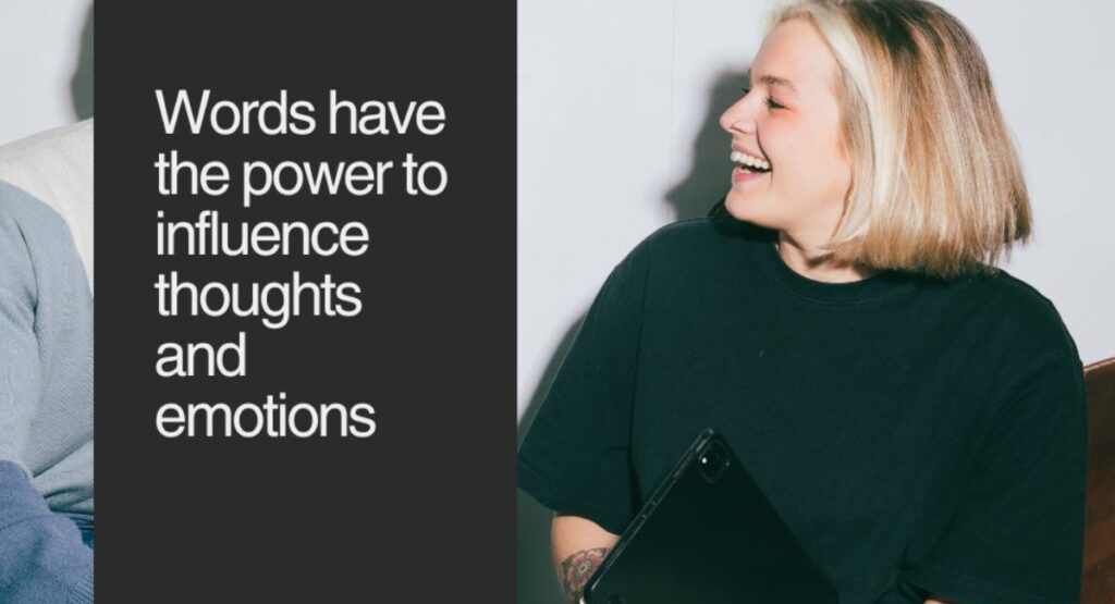 Employees feeling motivated and encouraged by powerful words in the workplace