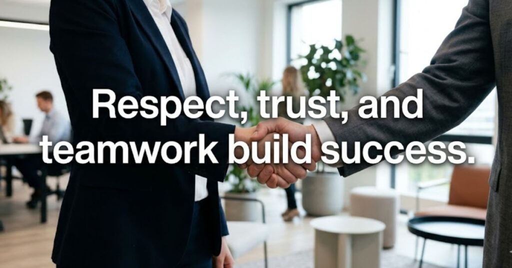 positive work environment quotes with modern office teamwork culture