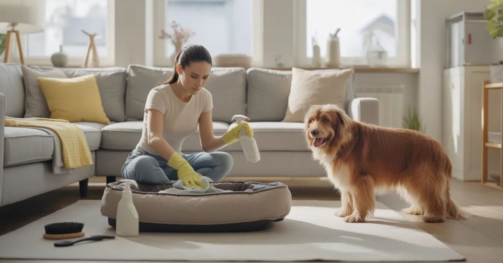 “Home odor removal tips with pet-safe cleaning and washing dog bed for a fresh-smelling home”