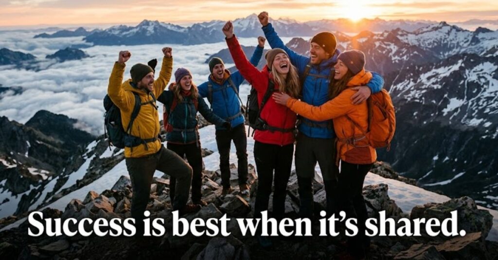 workplace teamwork quotes with business team high five in office