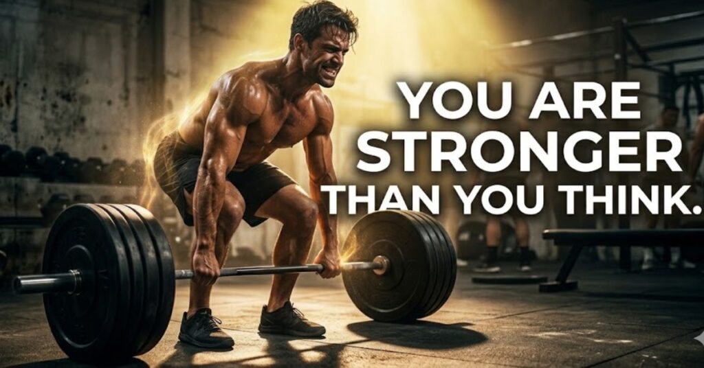person lifting weights in gym showing strength resilience and self motivation for personal growth