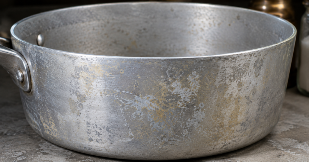 aluminum surface discolored due to acidic vinegar reaction