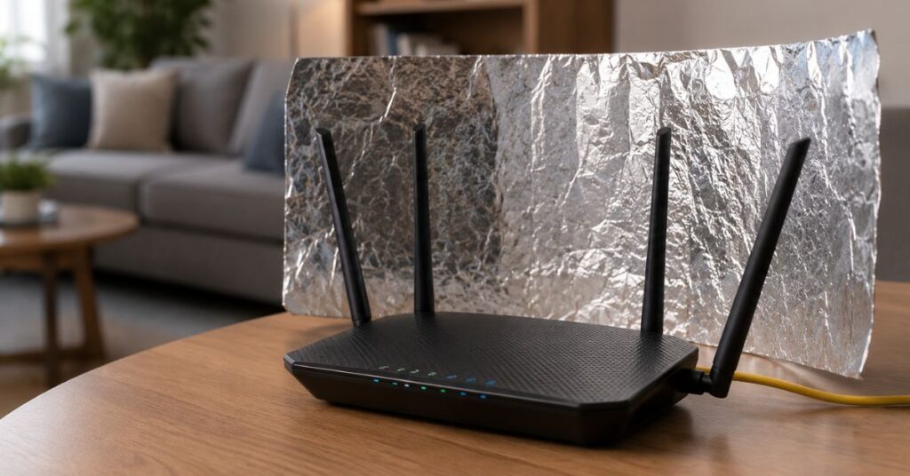 aluminum foil behind router to boost Wi-Fi signal strength