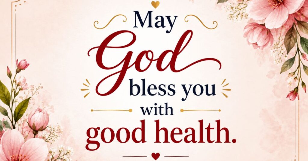 Beautiful birthday blessing quote with flowers saying may God bless you with good health