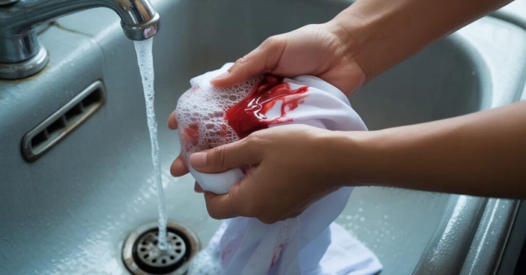 Easy way to remove blood stains from clothes before and after result