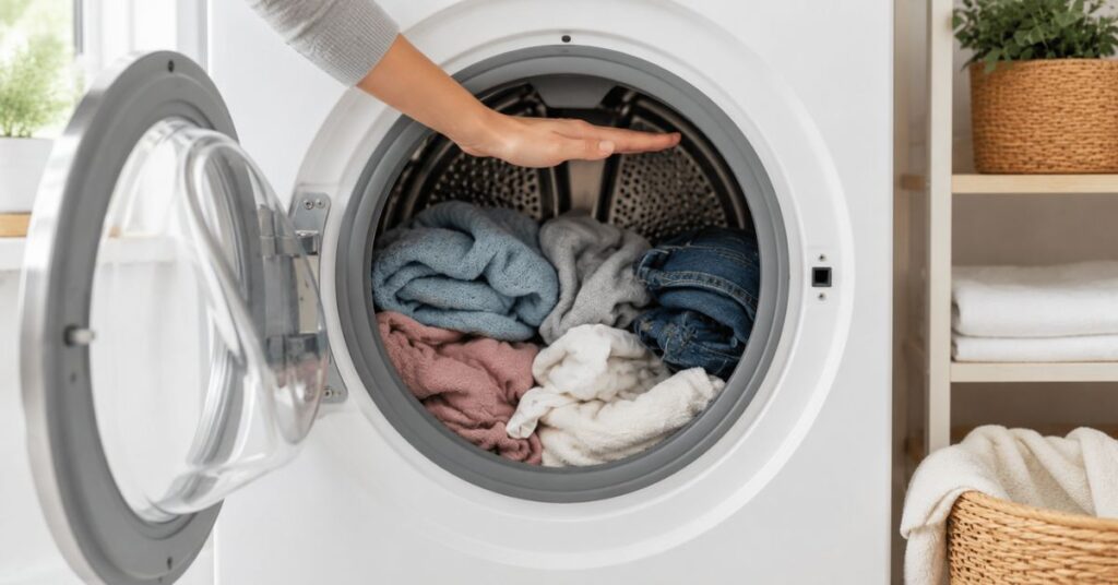 Correct washing machine load size for effective cleaning.