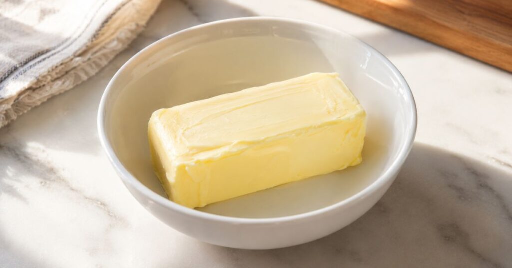 Softened butter ready to make homemade garlic butter.