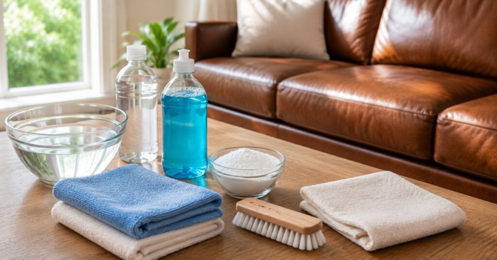 Natural ingredients for safely cleaning a leather couch at home