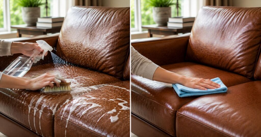 Examples of common mistakes people make when cleaning a leather couch
