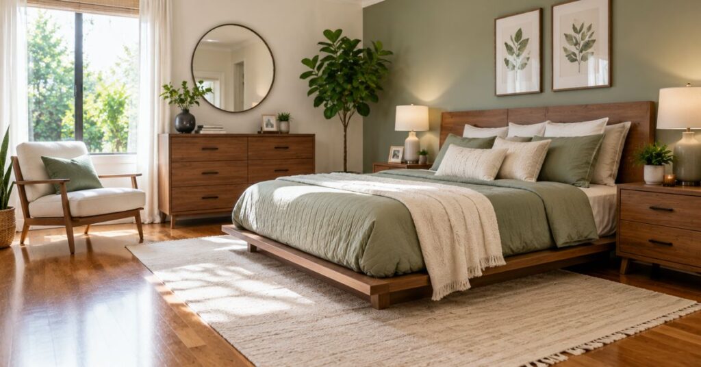 Fresh and clean bedroom after cleaning under the bed