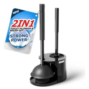 FORASTO Toilet Plunger and Toilet Brush Set with Holder for Bathroom Cleaning