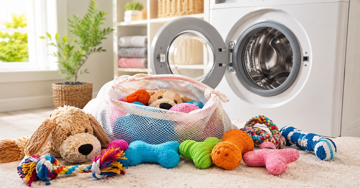 Clean Dog Toys in the Washing Machine