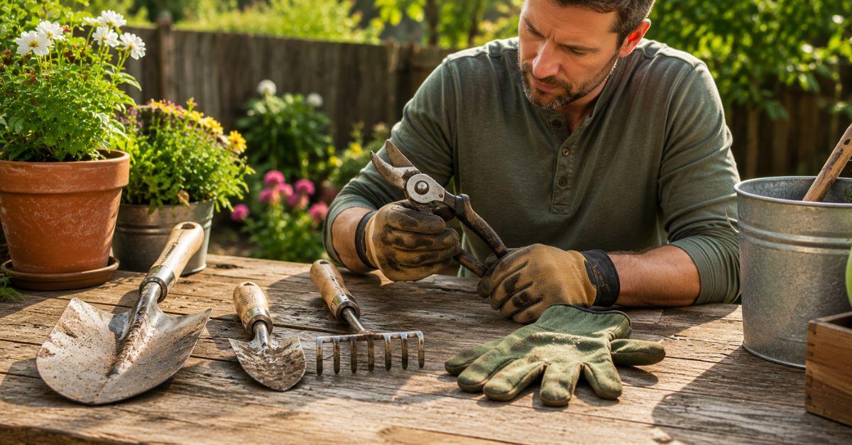 how to clean garden tools