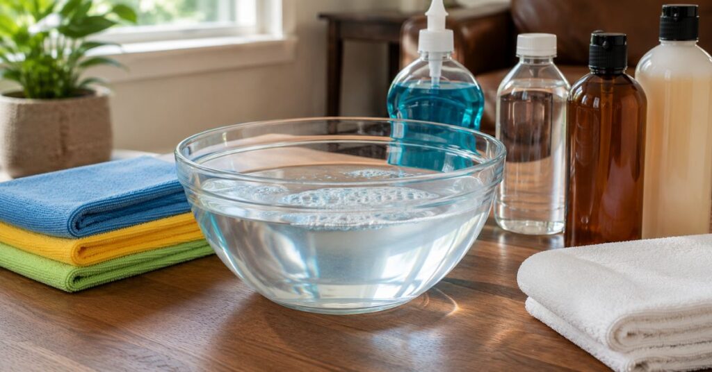 Preparing a gentle cleaning solution for a leather couch