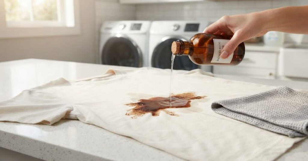 Using white vinegar as a natural chocolate stain remover