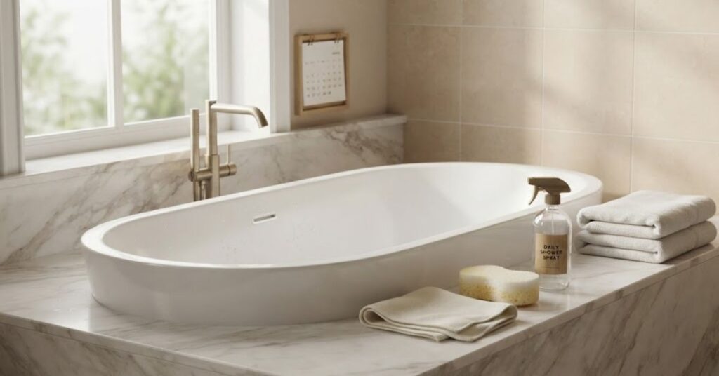 How often to clean a bathtub as part of a regular bathroom cleaning routine