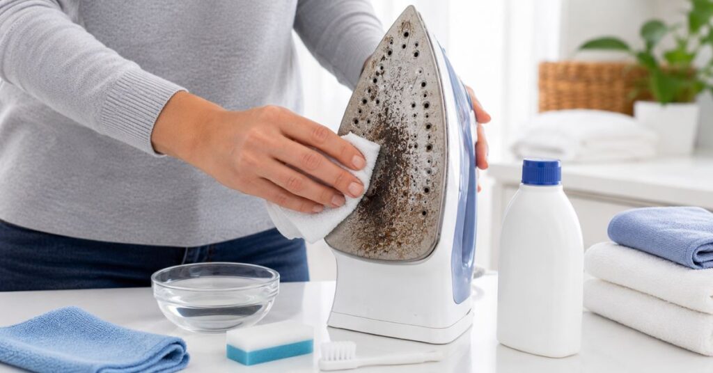 Using an iron soleplate cleaner to remove stubborn stains and residue