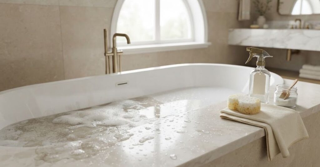 How to clean a bathtub without scrubbing too much using a gentle cleaning solution