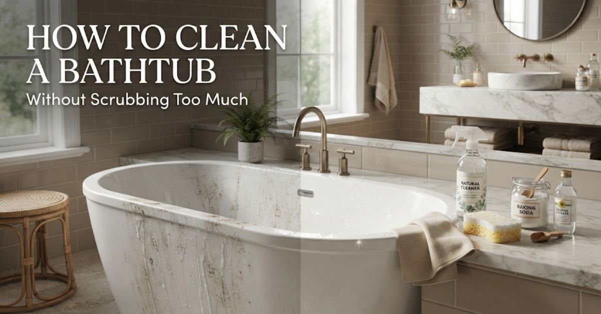 How to clean a bathtub without scrubbing too much with simple household cleaning supplies