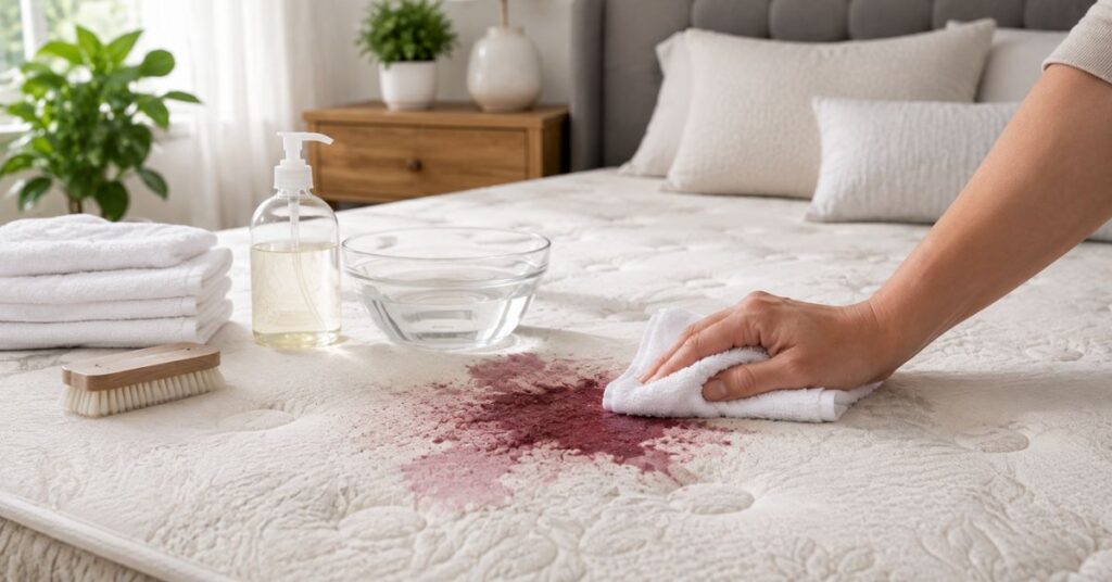 Removing red wine stains from a mattress