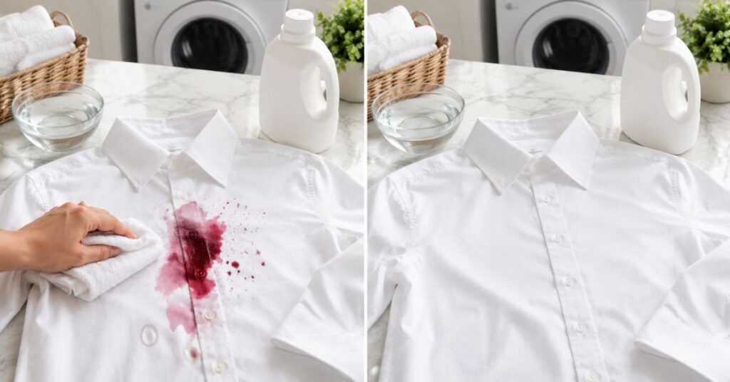 Removing red wine stains from white clothes
