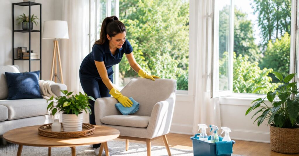 Fresh air entering a home during professional cleaning.