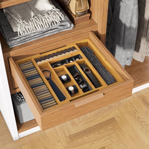 Pipishell expandable bamboo kitchen drawer organizer