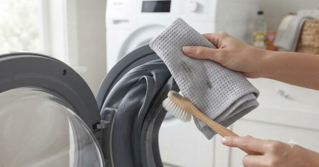 Cleaning the rubber seal on a front-load washing machine