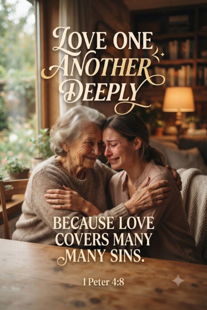 The apostle Peter encourages believers to love one another deeply because love covers many sins.