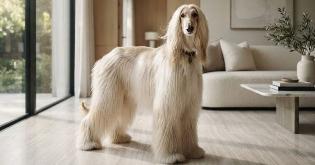 Afghan Hound with long flowing low-shedding coat