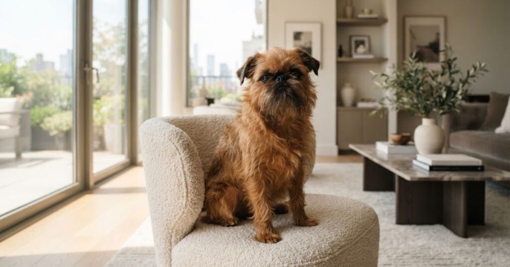 Rough-coated Brussels Griffon with low-shedding coat