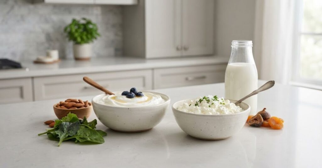 Greek yogurt and cottage cheese with calcium-rich foods