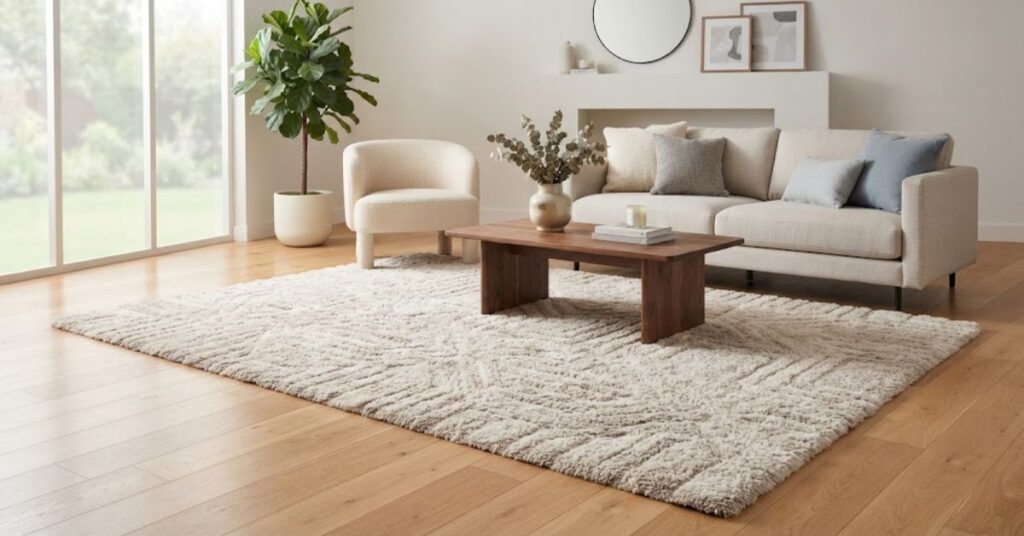 Clean rug in a spotless modern living room