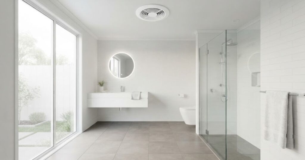 Cleaning a bathroom exhaust fan and vent during fall cleaning