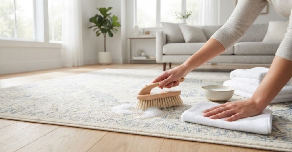 Deep cleaning a rug at home