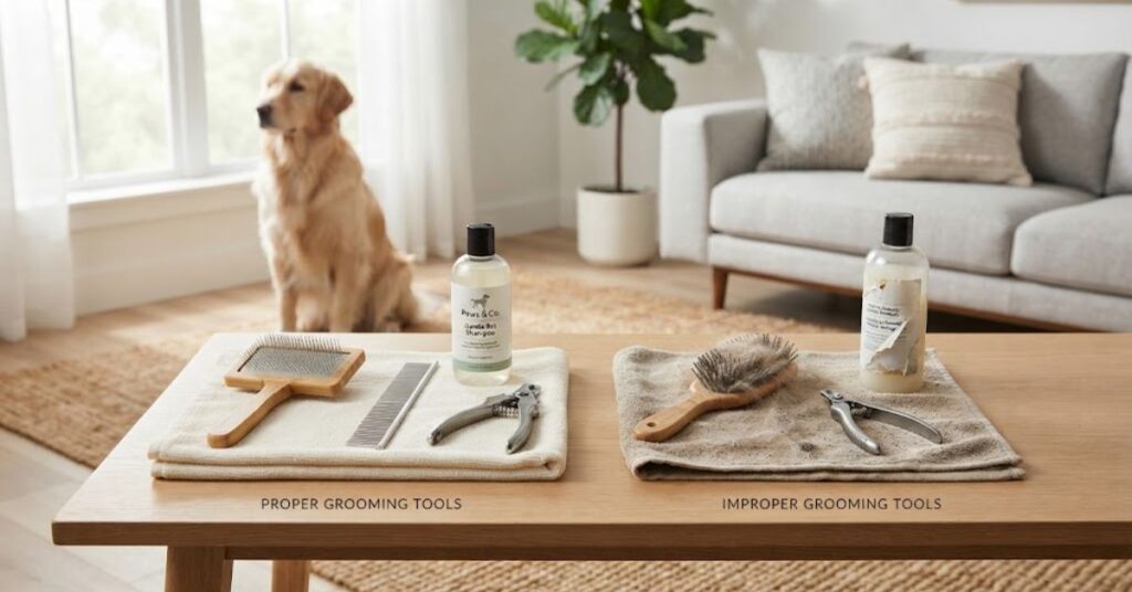 Dog grooming tools and supplies for safe home grooming
