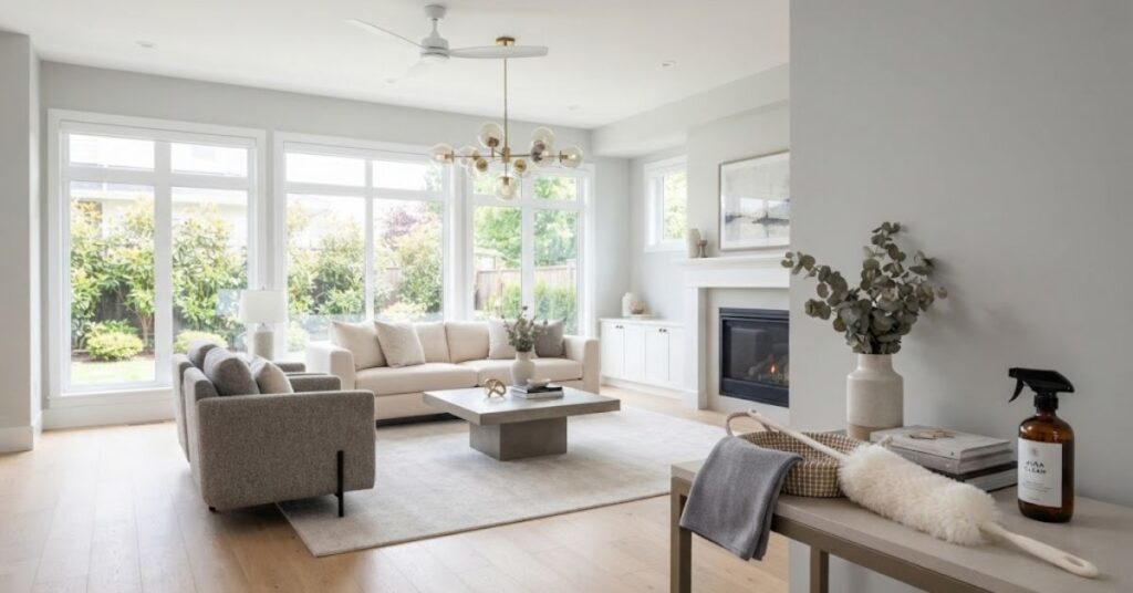 Cleaning ceiling fans and light fixtures during fall cleaning