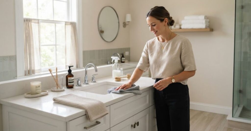 how to clean a bathroom vanity