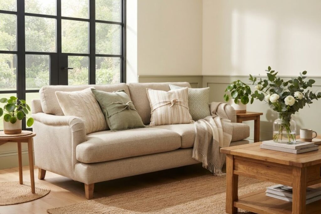 DIY no-sew cushion covers for an affordable living room makeover