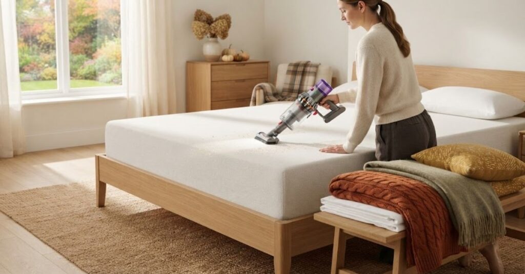 Refreshing a mattress and bedding during fall cleaning