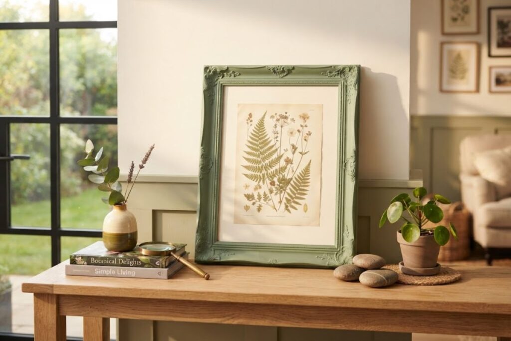 Upcycled picture frame painted for affordable DIY home decor