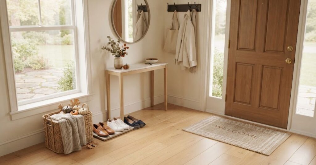 Clean and organized entryway ready for fall