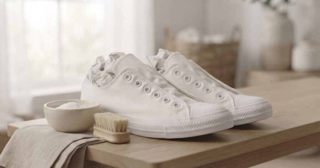 Baking soda used to help remove odor from canvas shoes