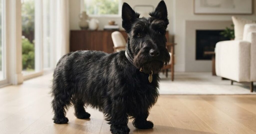 Scottish Terrier with wiry low-shedding black coat