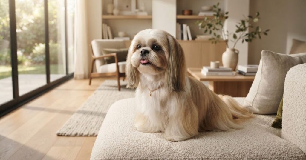 Miniature Schnauzer with wiry low-shedding coat indoors