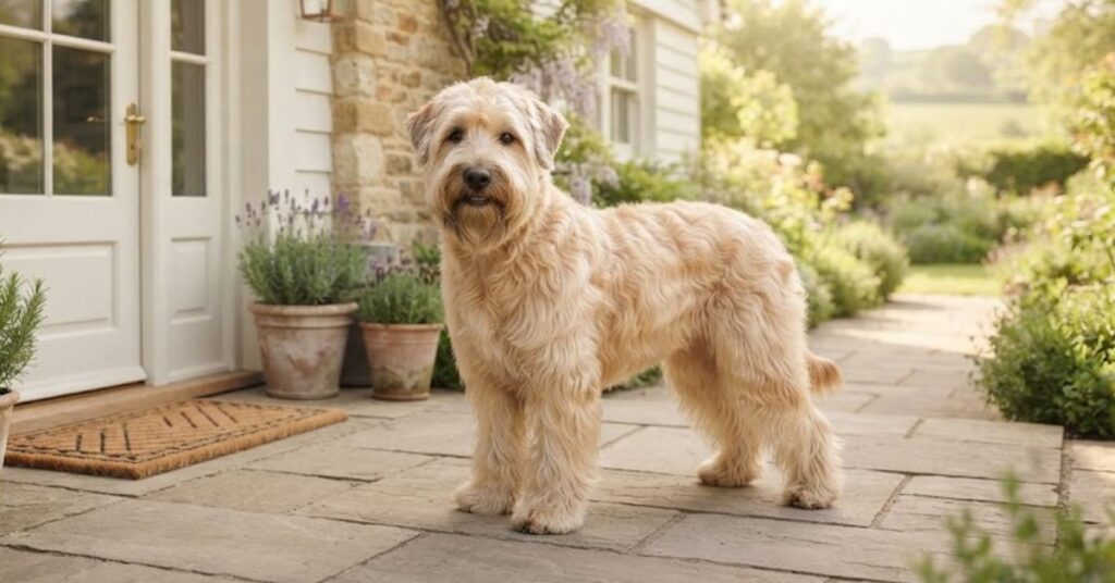 Soft Coated Wheaten Terrier with low-shedding wheaten coat